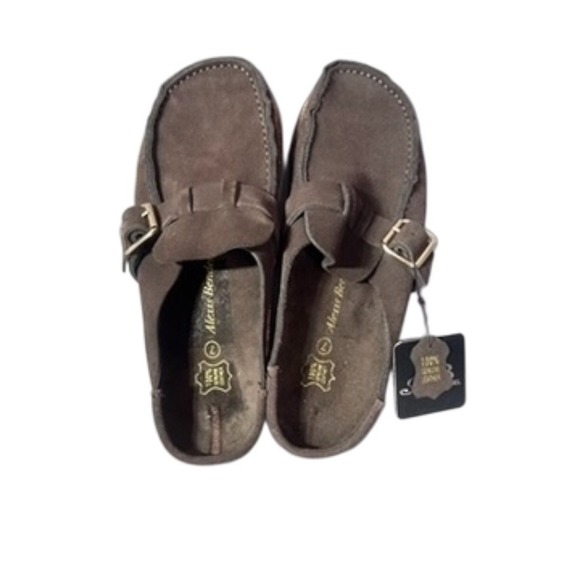 Alexis Bendel Brown Suede Leather Buckle Clogs NWOT - Picture 10 of 16